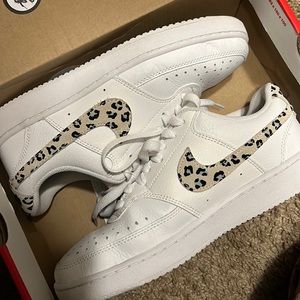 Women’s Nike Court Vision Low w/ animal print logo